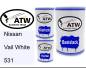 Preview: Nissan, Vail White, 531: 500ml Lackdose + 500ml Klarlack + 250ml Härter - Set, von ATW Autoteile West.